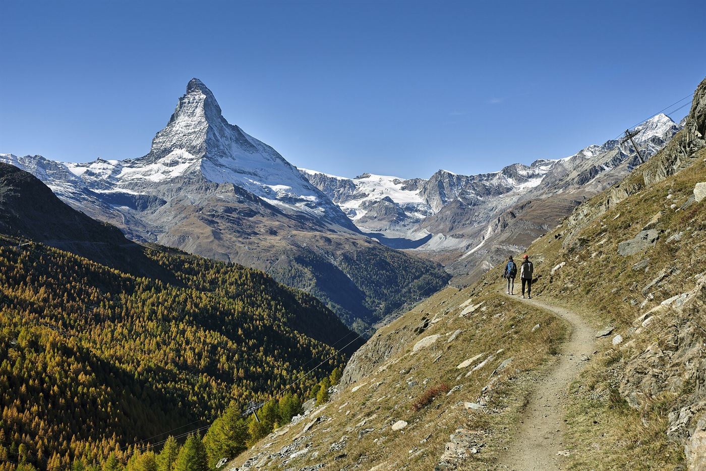 The Matterhorn reflected in a mountain lake near Zermatt